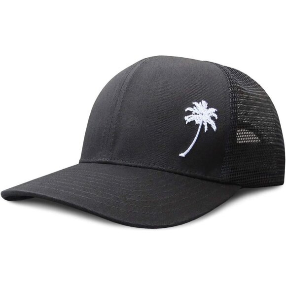 Palm Tree- Black Grace Folly Trucker Hat for Men or Women- Many Cool Designs - Picture 1 of 9